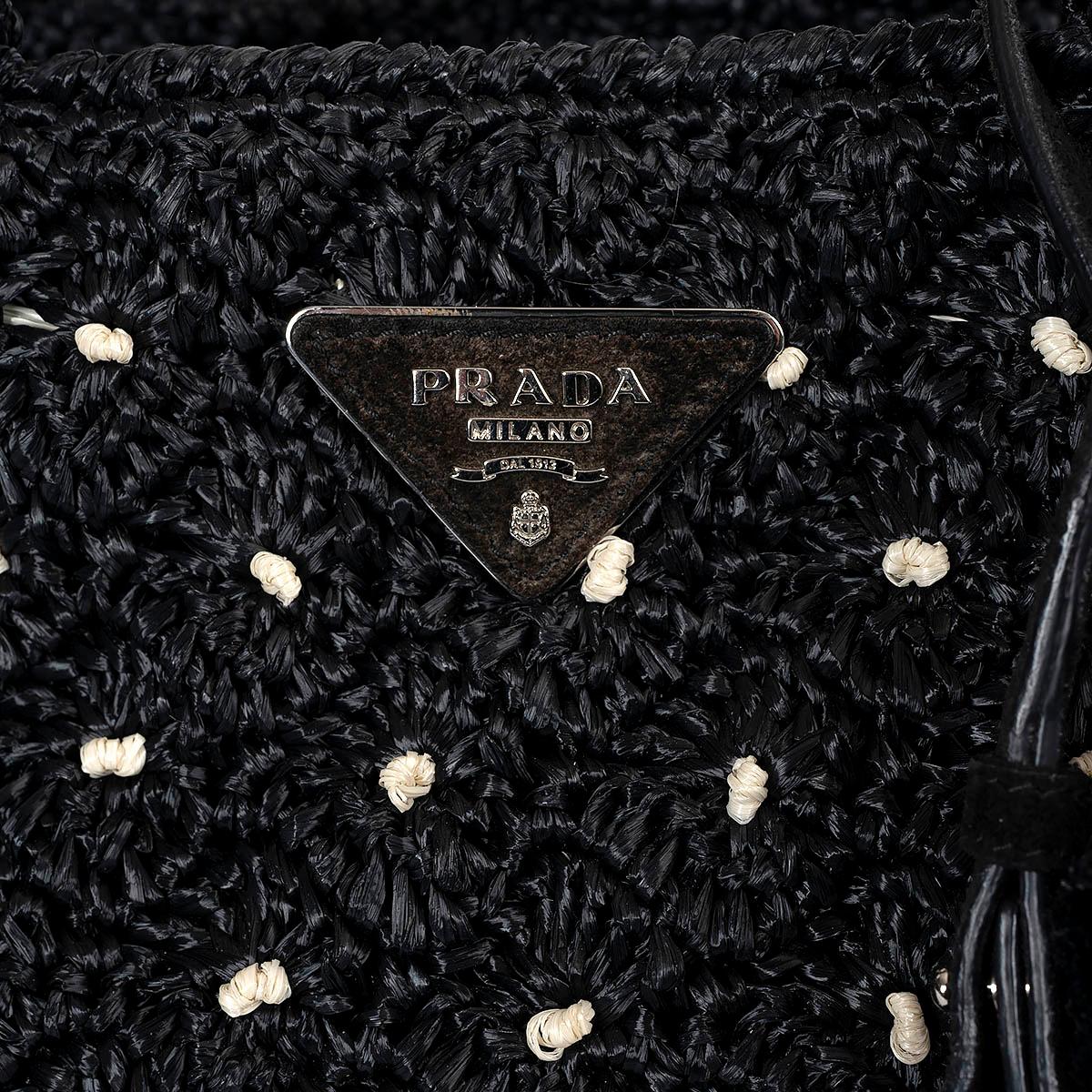 PRADA negro 2017 RAFFIA POIS PEQUEÑO CANAPA Bolso Tote en venta 2