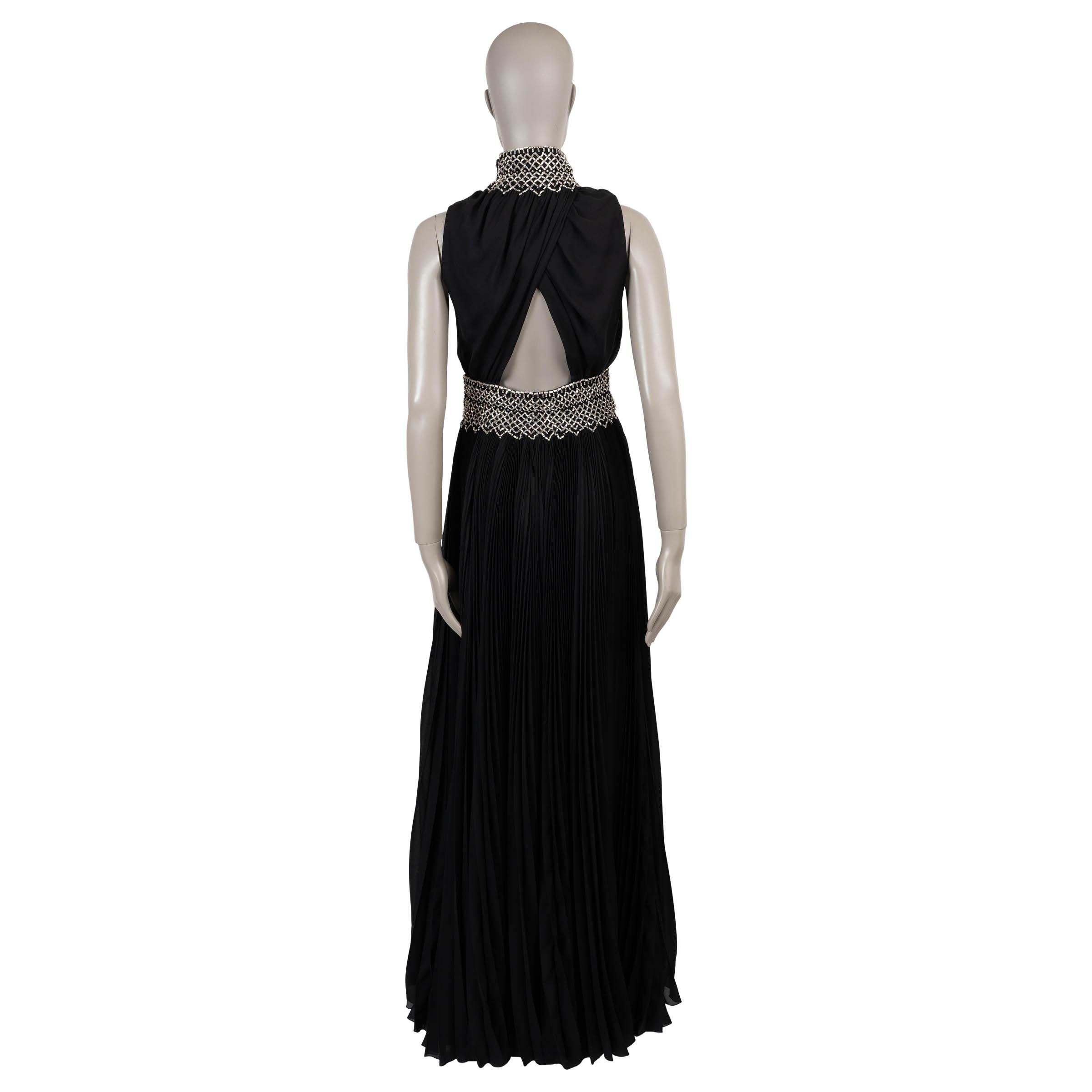 PRADA schwarz 2019 CRYSTAL EMBELLISHED PLEATED GOWN Kleid 40 S (Schwarz) im Angebot