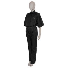 PRADA black 2020 RE-NYLON BELTED SHORT SLEEVE Jumpsuit 38 XS