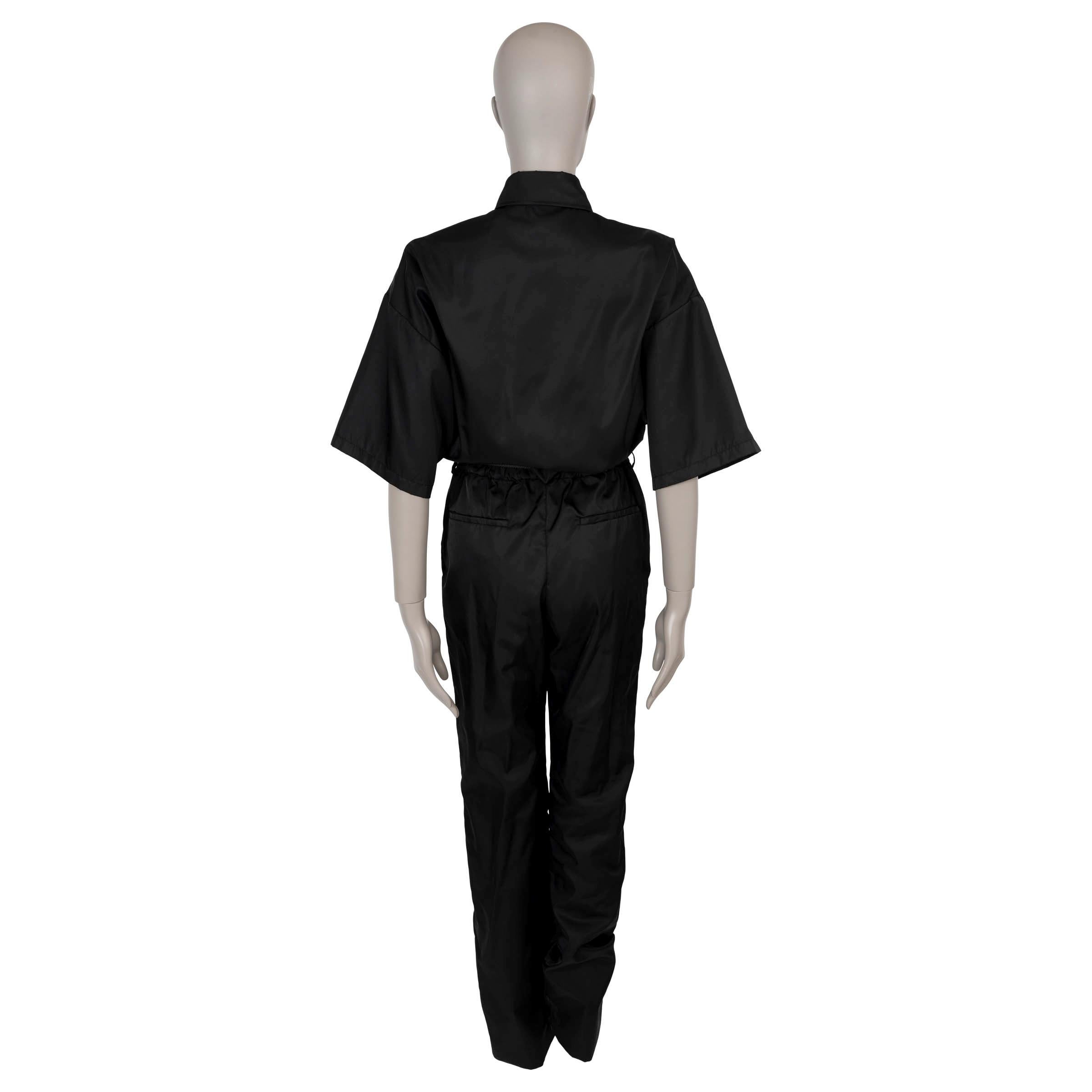 Black PRADA black 2020 RE-NYLON BELTED SHORT SLEEVE Jumpsuit 38 XS For Sale