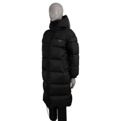 PRADA black 2020 RE-NYLON FUR TRIM DOWN PUFFER Coat Jacket 38 XS