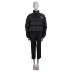 PRADA black 2022 RE-NYLON GABERDINE CROPPED DOWN Jacket 44 L
