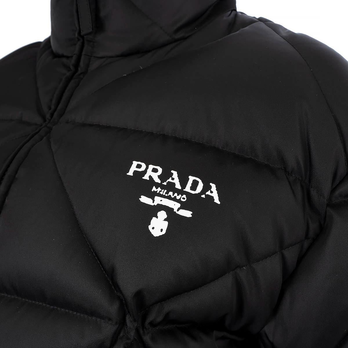 PRADA black 2022 RE-NYLON GABERDINE CROPPED DOWN Jacket 44 L 2