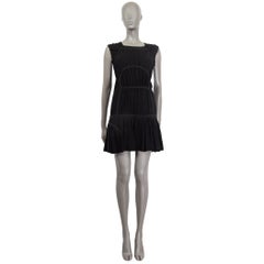 PRADA black acetate GATHERED SLEEVELESS Dress 38 XS