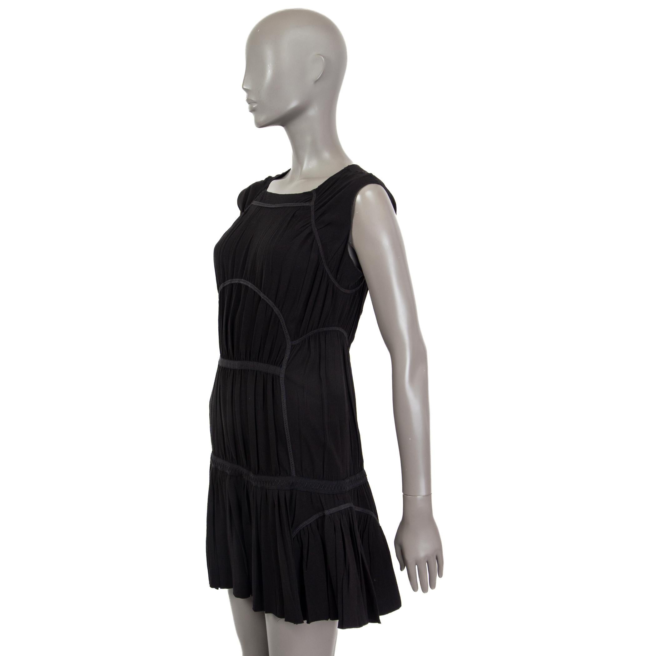 PRADA black acetate GATHERED SLEEVELESS Dress 38 XS In Excellent Condition For Sale In Zürich, CH