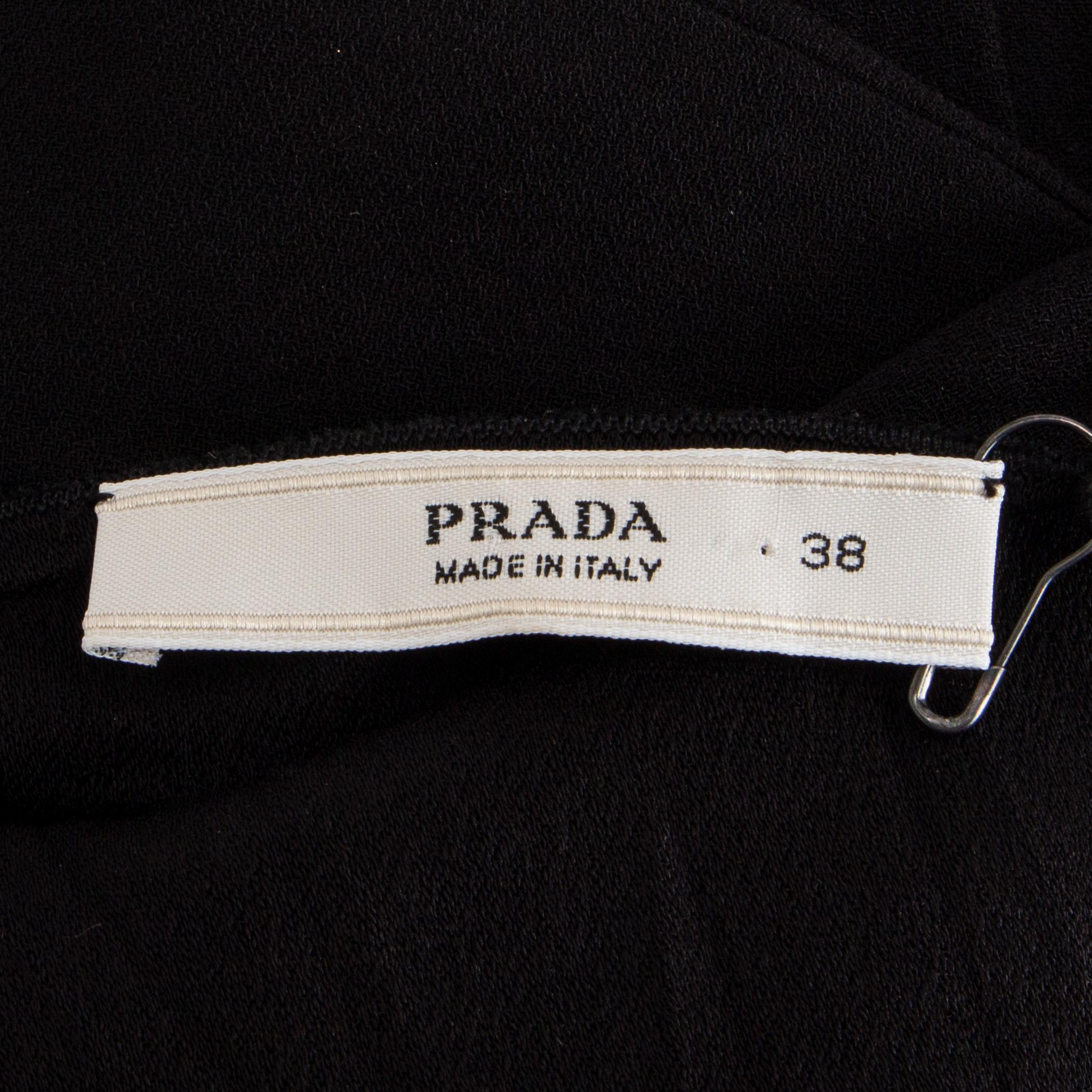 Robe Prada en acétate noir à manches drapées, taille 38 XS en vente 1