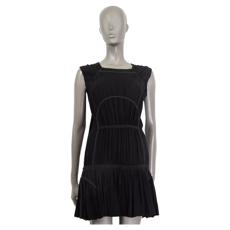 PRADA black acetate GATHERED SLEEVELESS Dress 38 XS For Sale at 1stDibs