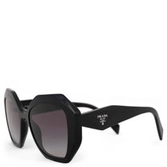 PRADA black acetate GEOMETRIC Sunglasses SPR16W