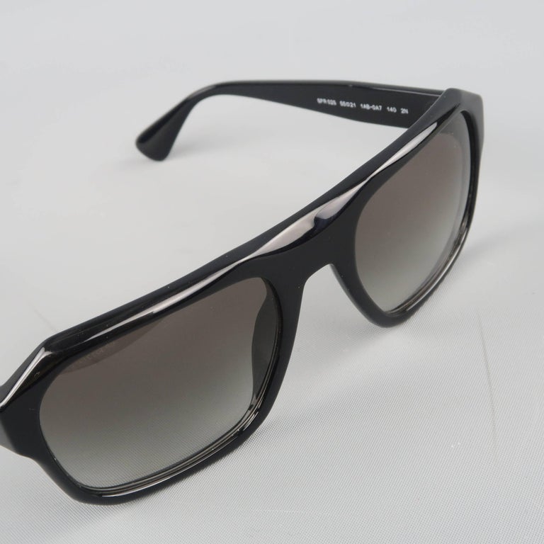 PRADA Sunglasses - Black Acetate SPR 02S Flat Top SPRING at 1stDibs ...