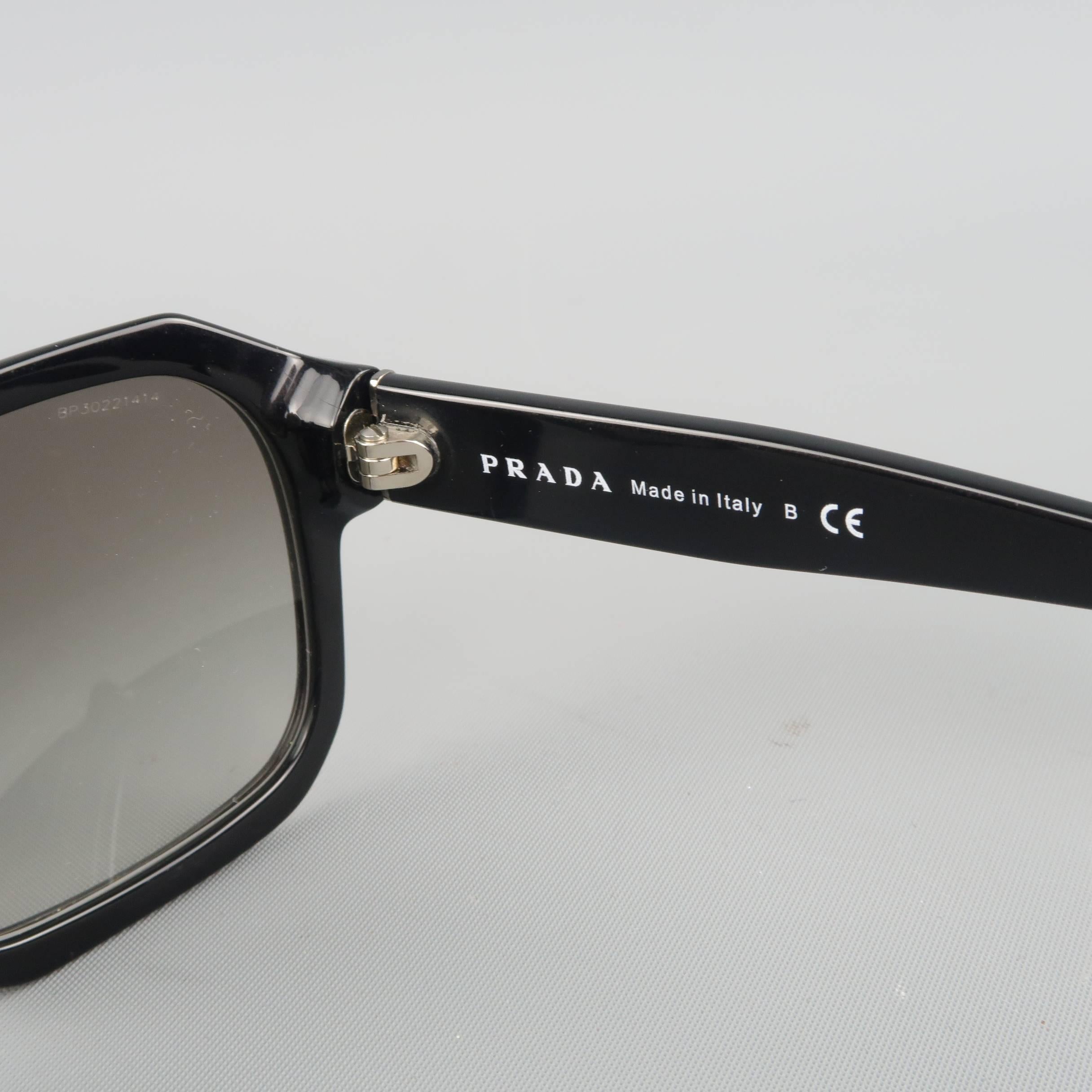 Women's or Men's PRADA Sunglasses - Black Acetate SPR 02S Flat Top SPRING