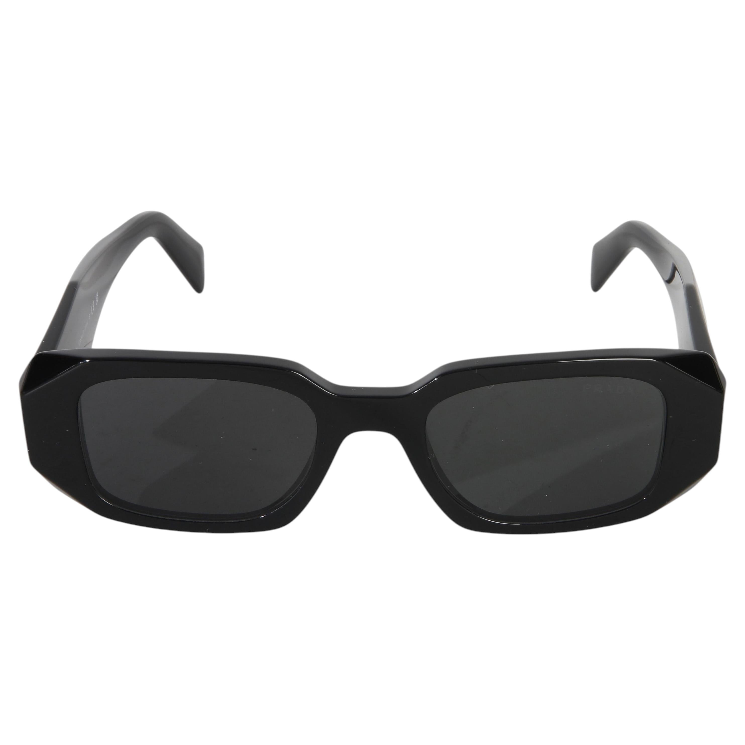 Prada Black Acetate Square Frame Symbole Sunglasses For Sale