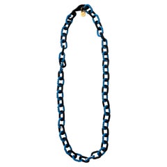 Prada Black and Blue Resin Chain Necklace