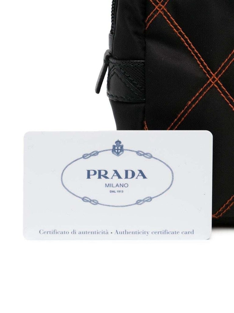 Prada Black and Orange Nylon pouch For Sale at 1stDibs