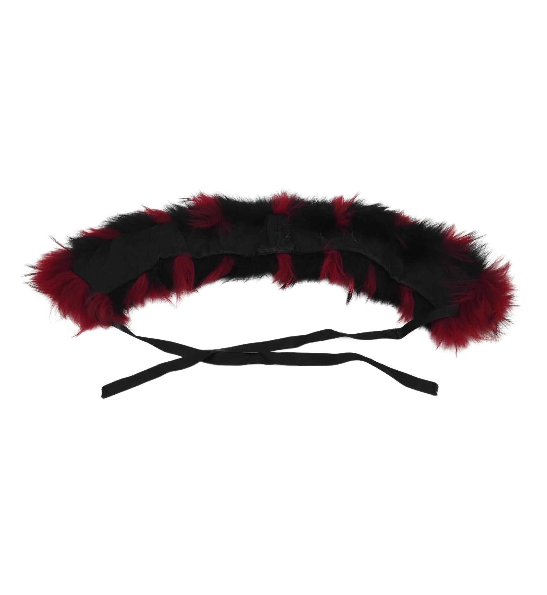 Black Prada black and red striped faux fur stole For Sale