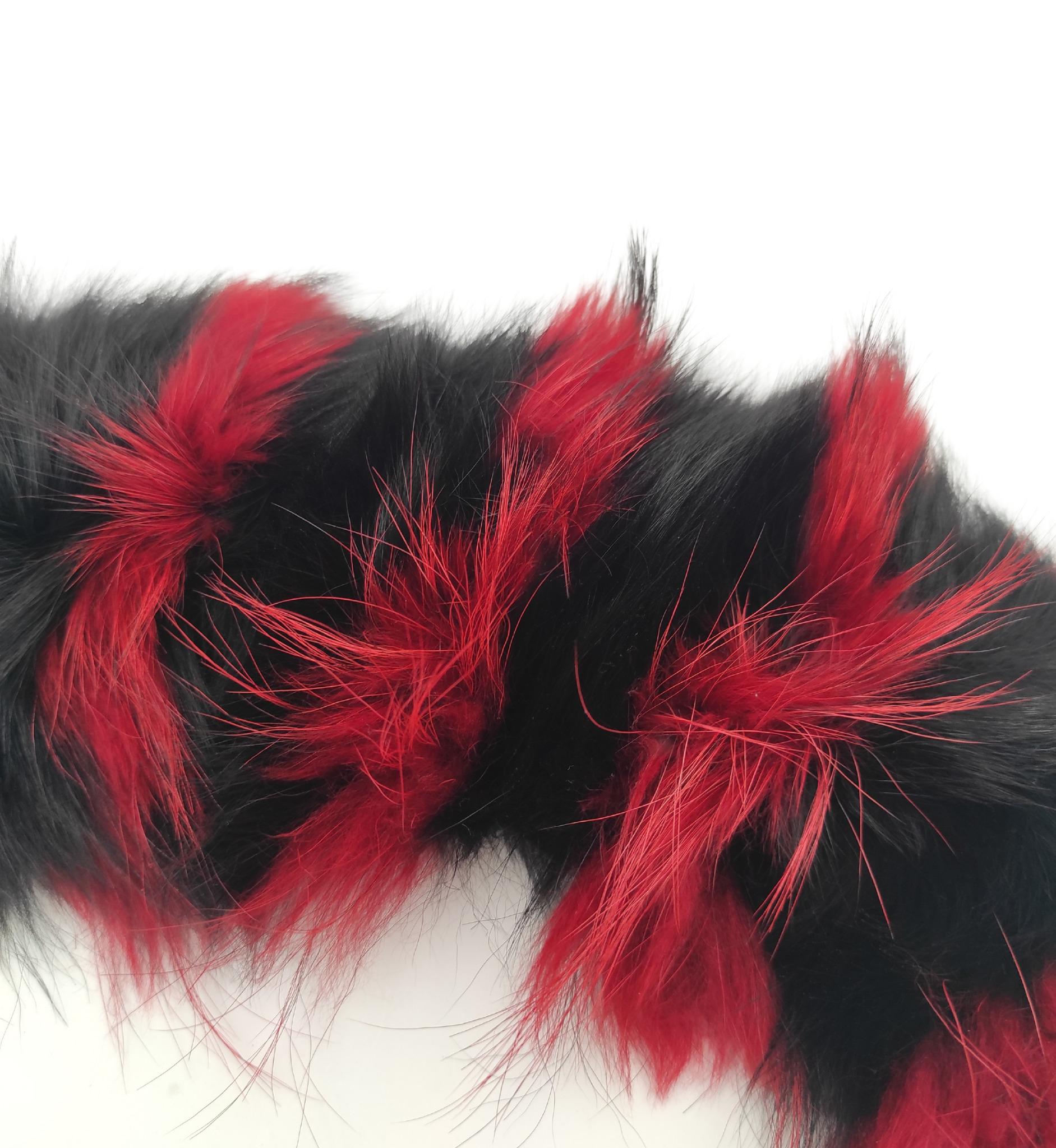 Women's or Men's Prada black and red striped faux fur stole For Sale