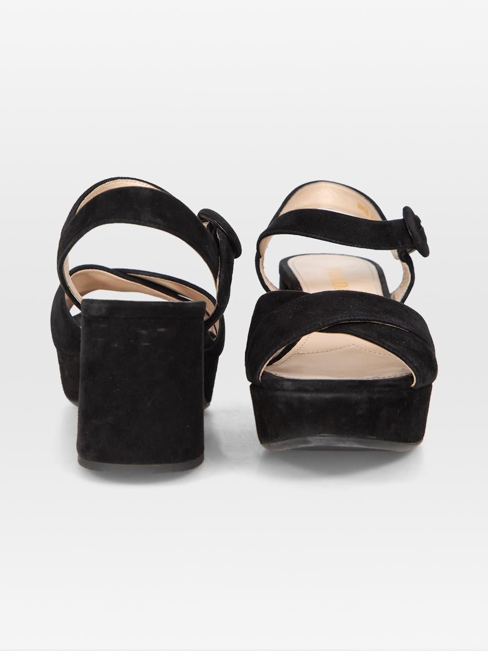 Noir Prada Sandales en daim à lanières noires Taille IT 38 en vente