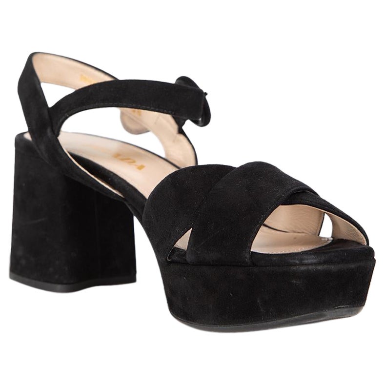 Prada Sandales en daim à lanières noires Taille IT 38