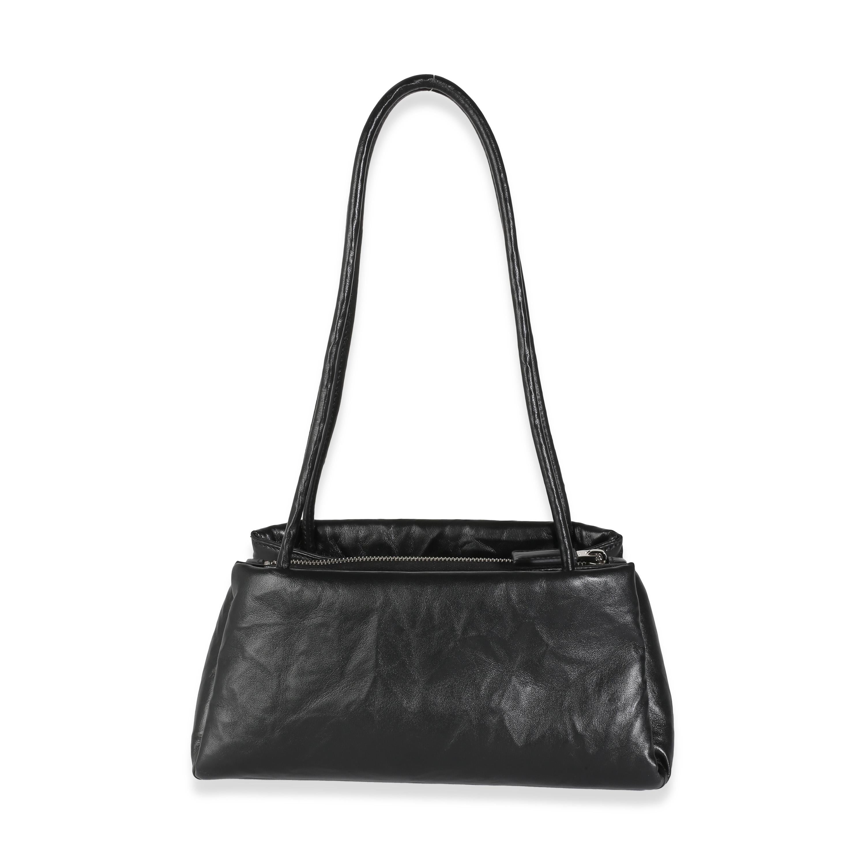 Listing Title: Prada Black Antique Leather Small East West Shoulder Bag
SKU: 142094
Condition: Pre-owned 
Handbag Condition: Pristine
Condition Comments: Item has no indication of wear.
Brand: Prada
Model: Small Puffy Shoulder
Origin Country: