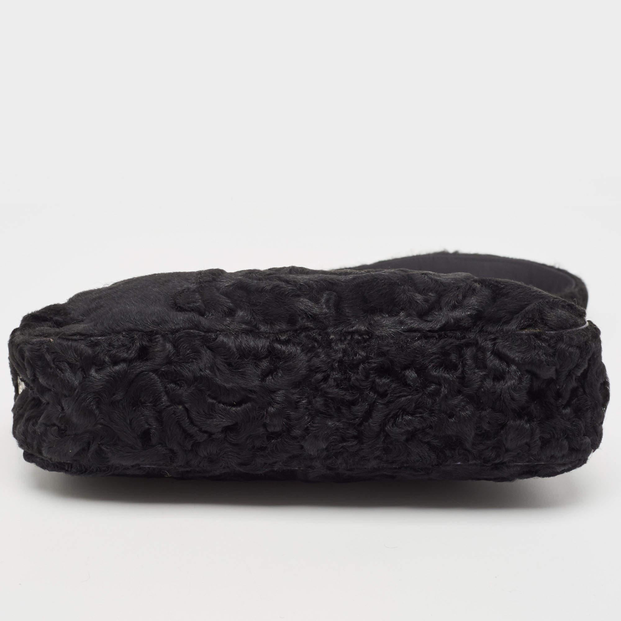 Prada Black Astrakhan Fur Shoulder Bag 1