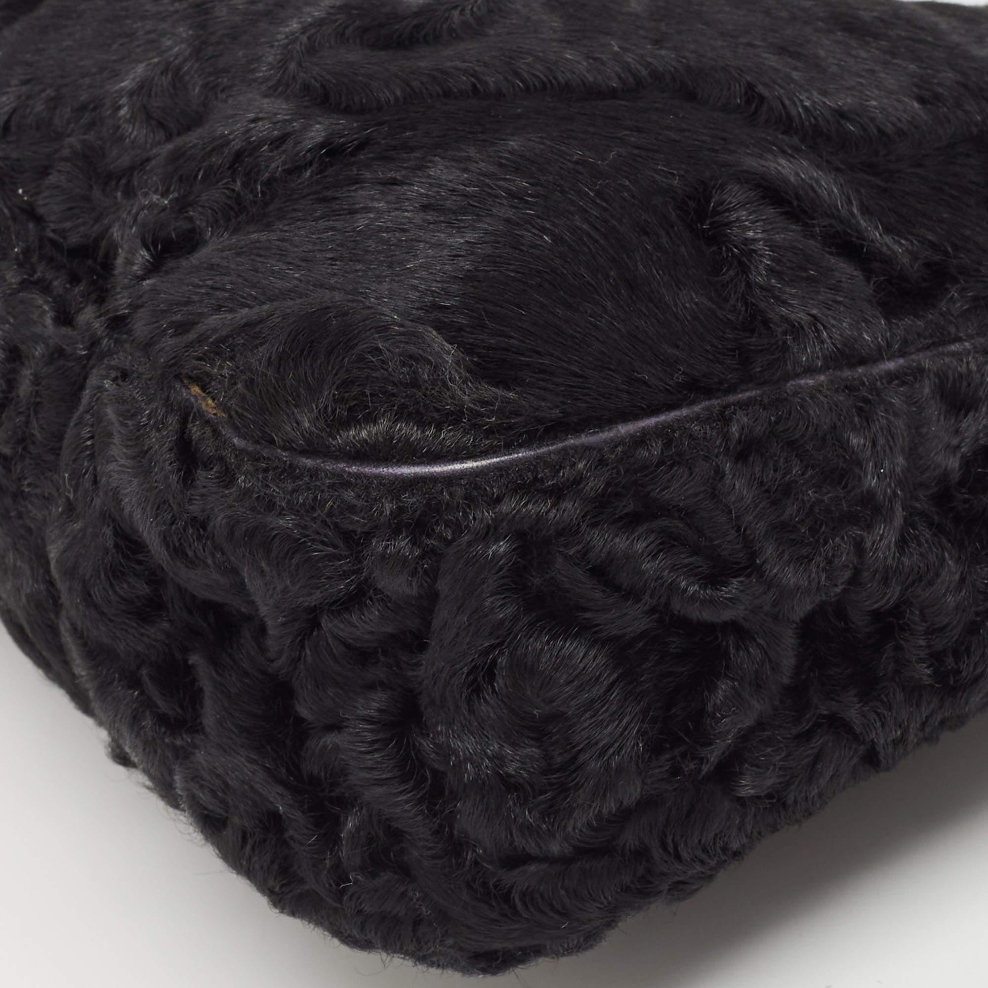 Prada Black Astrakhan Fur Shoulder Bag 2