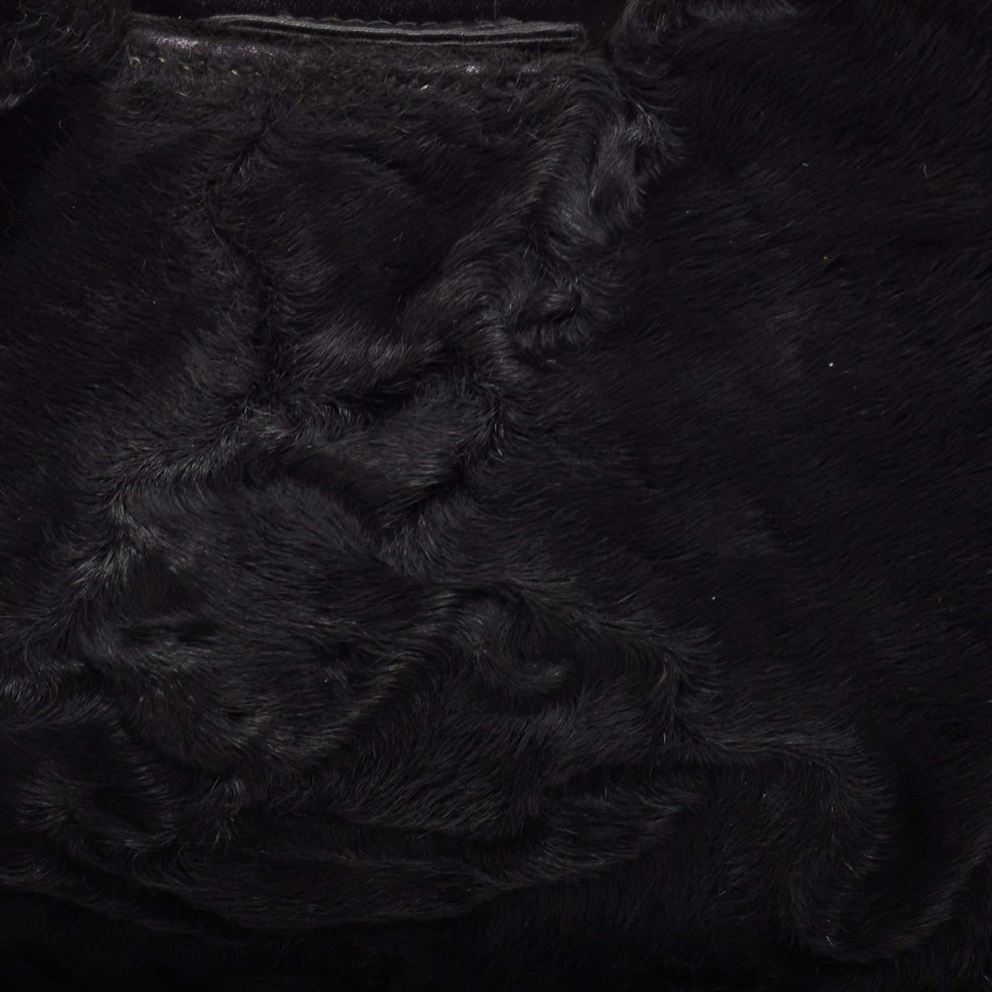 Prada Black Astrakhan Fur Shoulder Bag 4