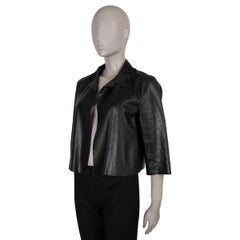 PRADA black BEADED COLLAR PYTHON Jacket 44 L