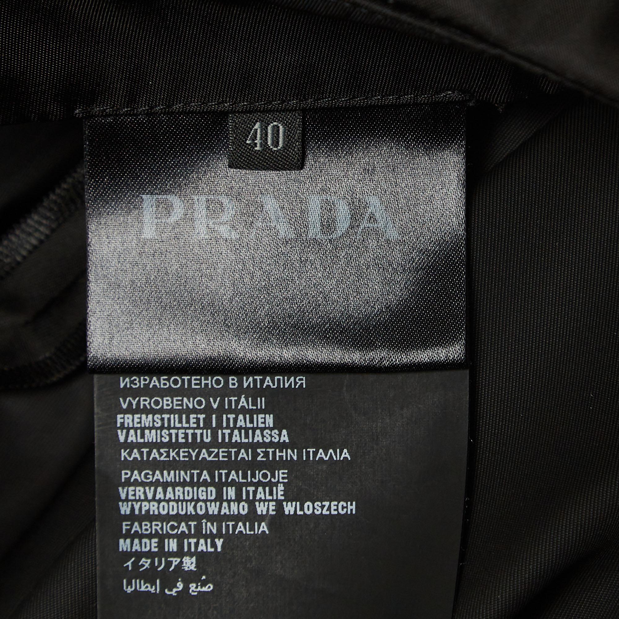 Women's Prada Black Beaded Nylon Pleated Midi Skirt S For Sale