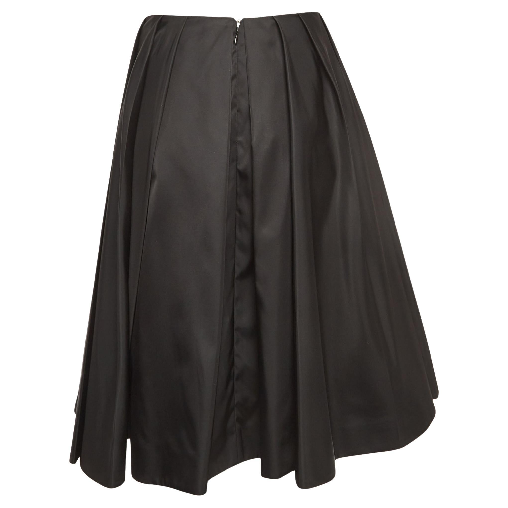 Prada Black Beaded Nylon Pleated Midi Skirt S For Sale