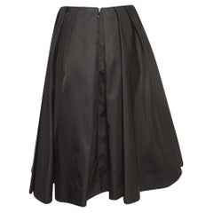 Prada Black Beaded Nylon Pleated Midi Skirt S