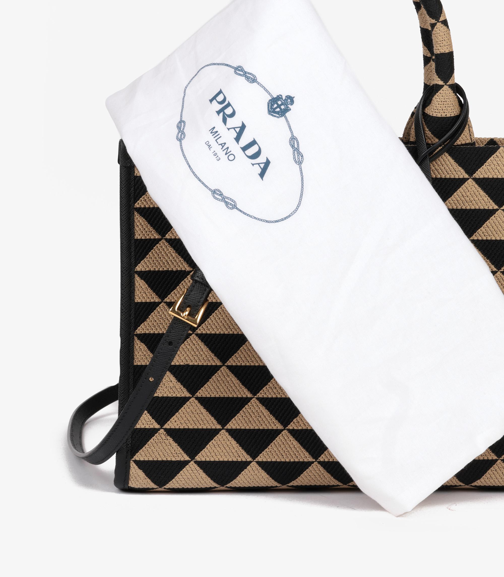 Prada Black & Beige Embroidered Fabric Small Symbole 7