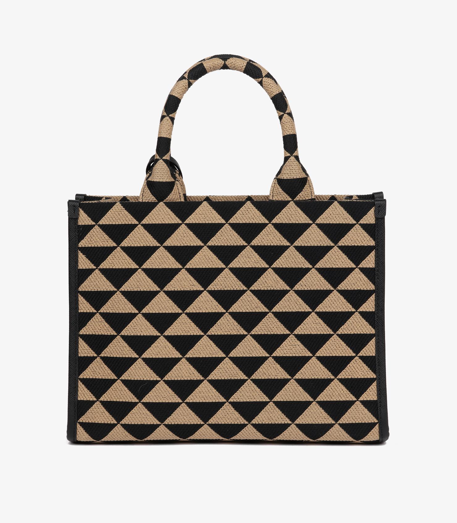 Prada Black & Beige Embroidered Fabric Small Symbole 2