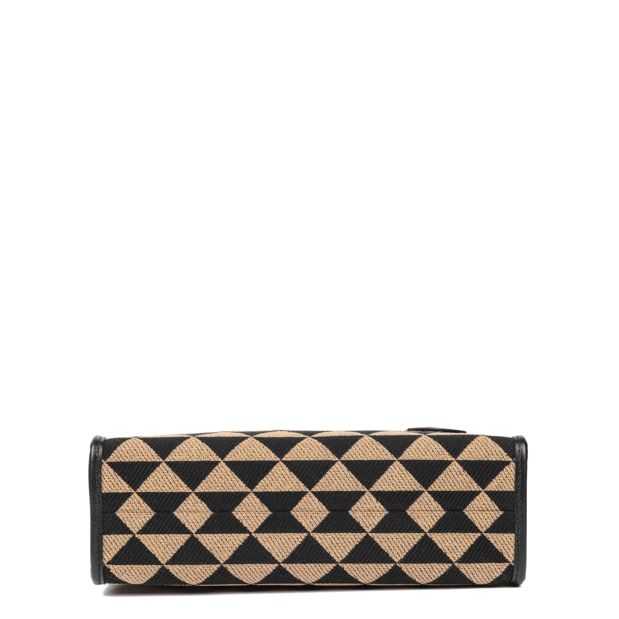 PRADA Black & Beige Embroidered Fabric Small Symbole in vendita 1
