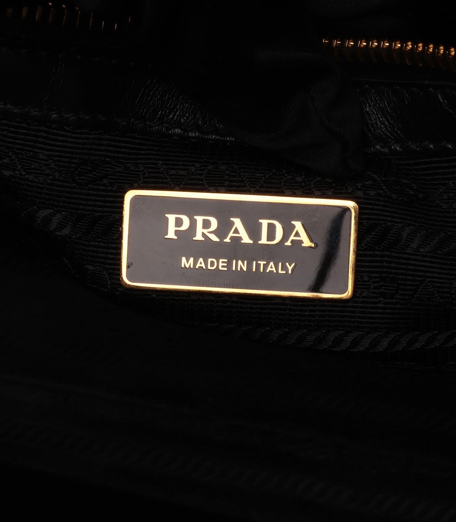 Prada Black & Beige Embroidered Fabric Small Symbole 4