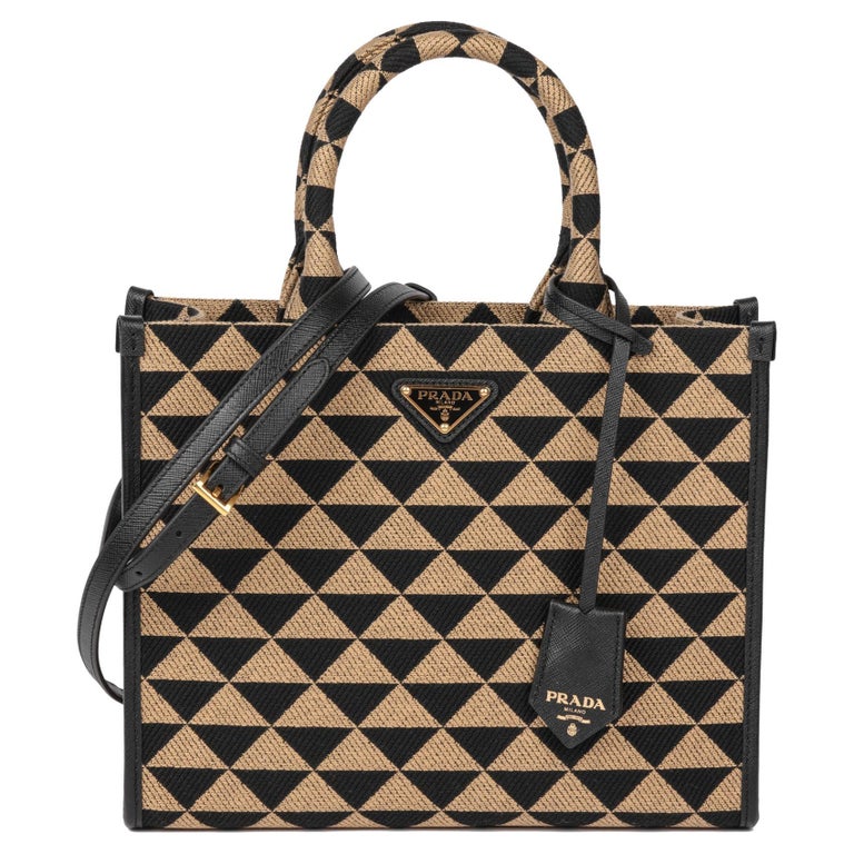 Prada Prada Symbole Small Embroidered Fabric Top Handle Tote Bag (Totes)