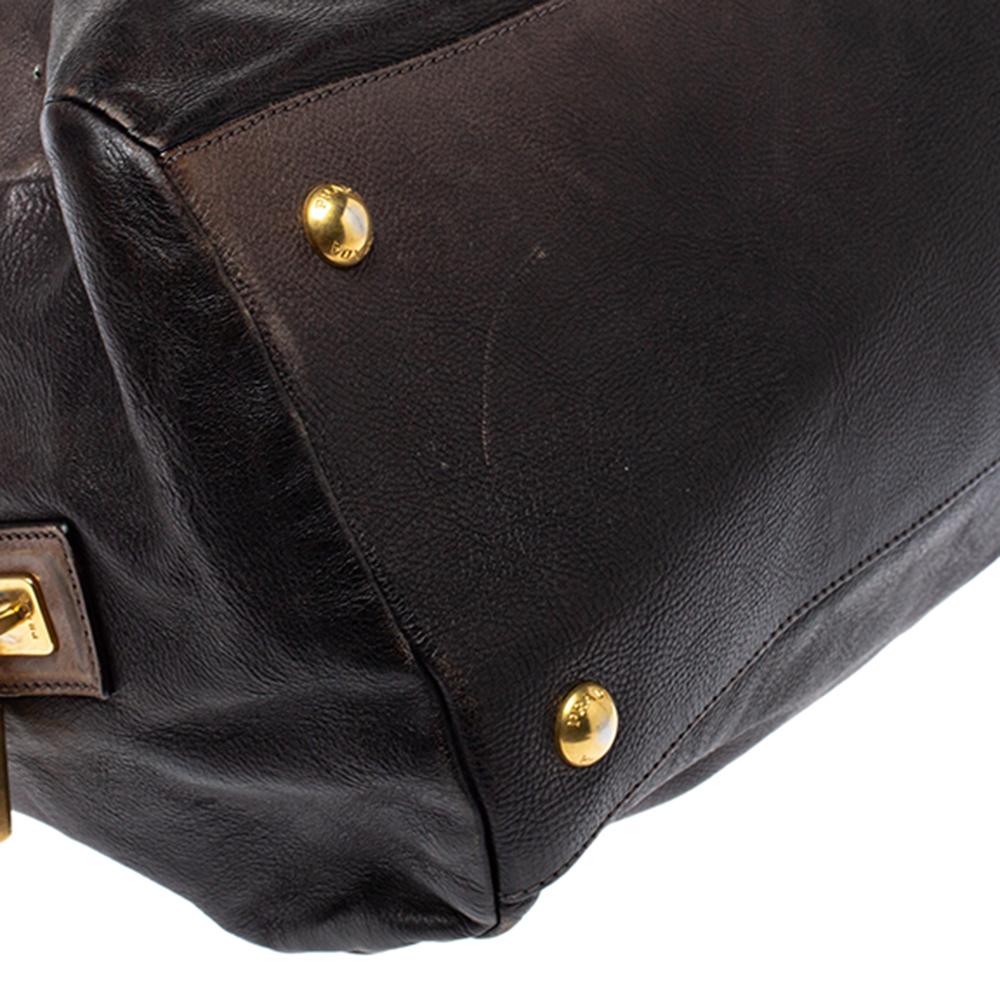 Prada Black/Beige Ombre Leather Dome Satchel 5