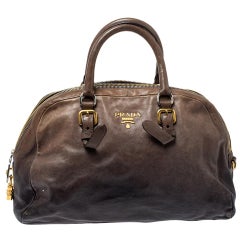 Prada Black/Beige Ombre Leather Dome Satchel