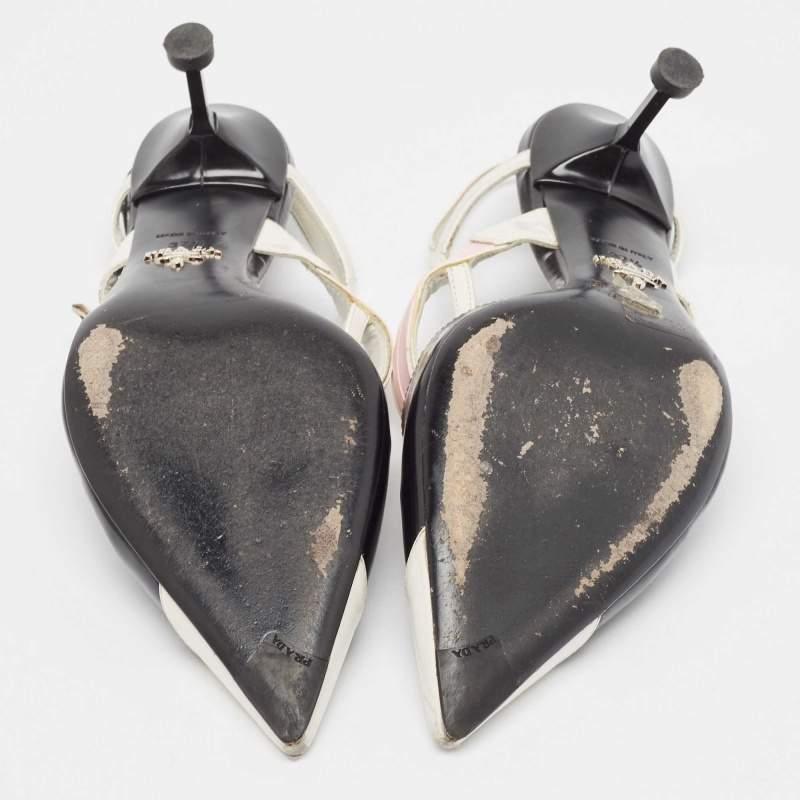 Prada Black/Black Leather Slingback Pumps Size 37.5 1