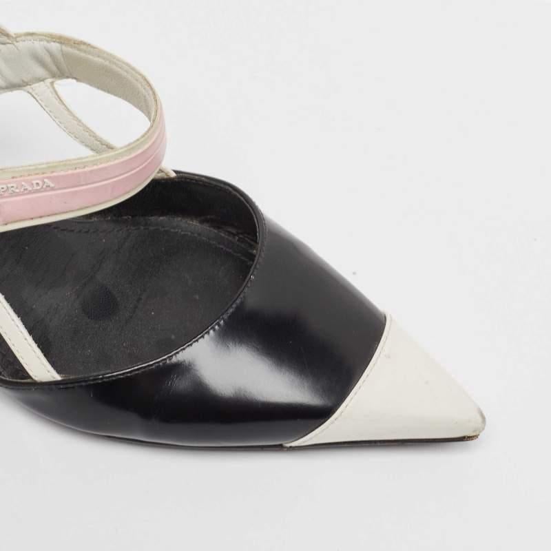 Prada Black/Black Leather Slingback Pumps Size 37.5 2
