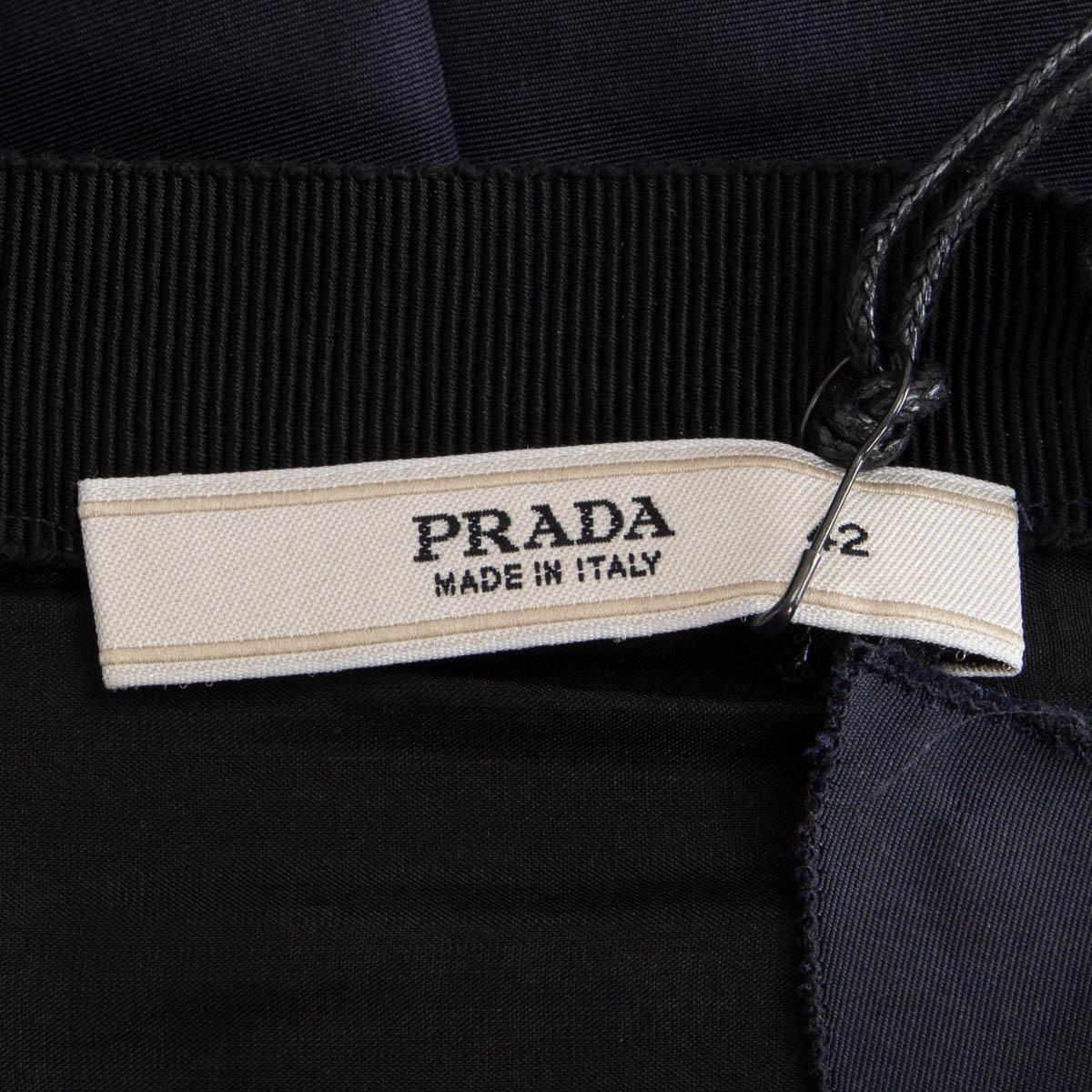 PRADA black blue green silk GATHERED BUSTIER Dress 42 M In Excellent Condition In Zürich, CH