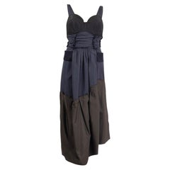 PRADA black blue green silk GATHERED BUSTIER Dress 42 M
