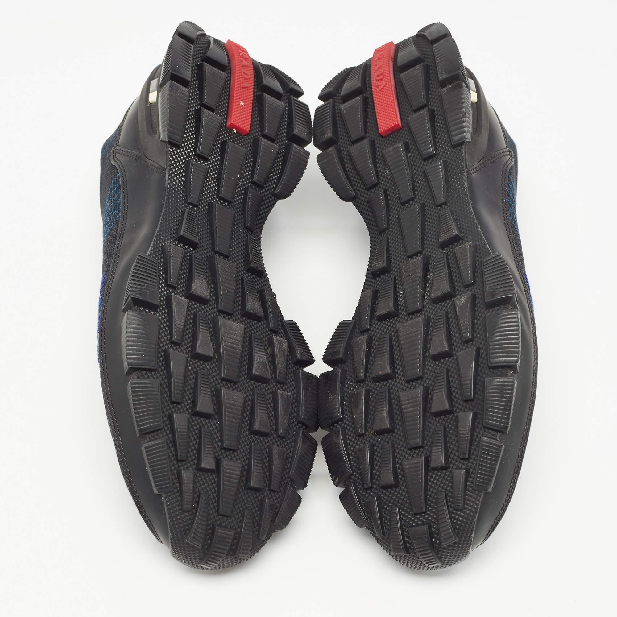 Prada Black/Blue Knit Fabric Low Top Sneakers Size 42.5 3