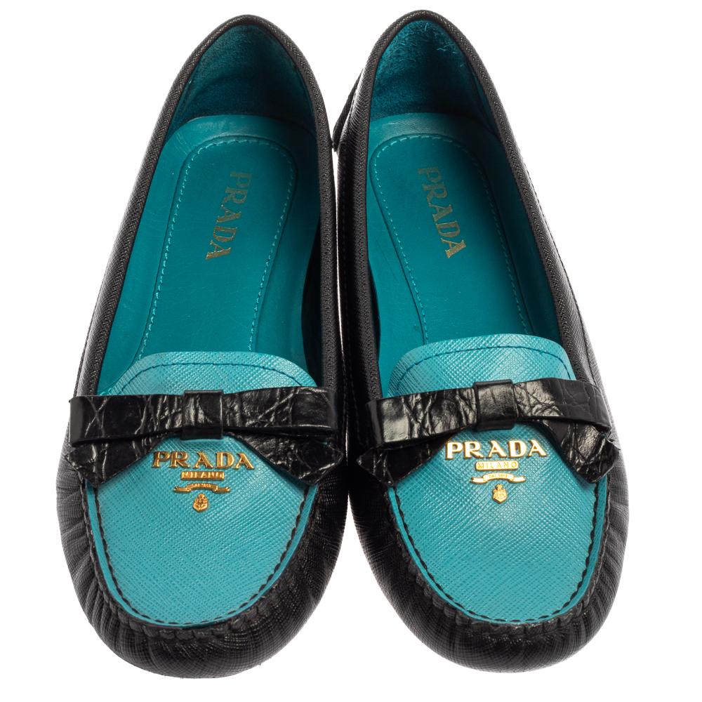 prada bow detail loafers