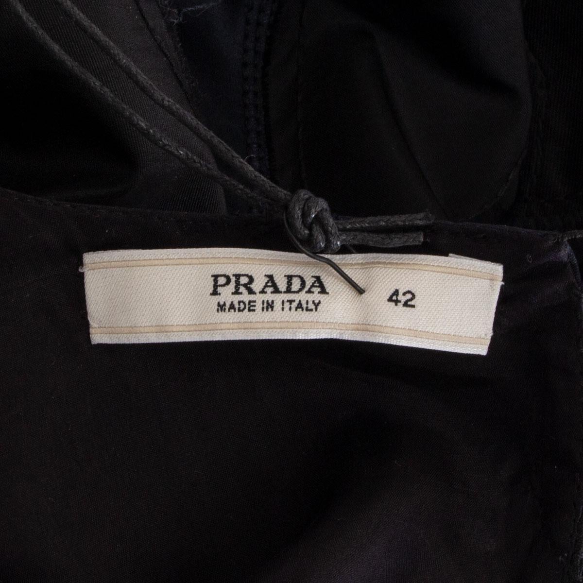 PRADA black & blue silk PATCHWORK Cap Sleeve Blouse Shirt 42 M For Sale 1