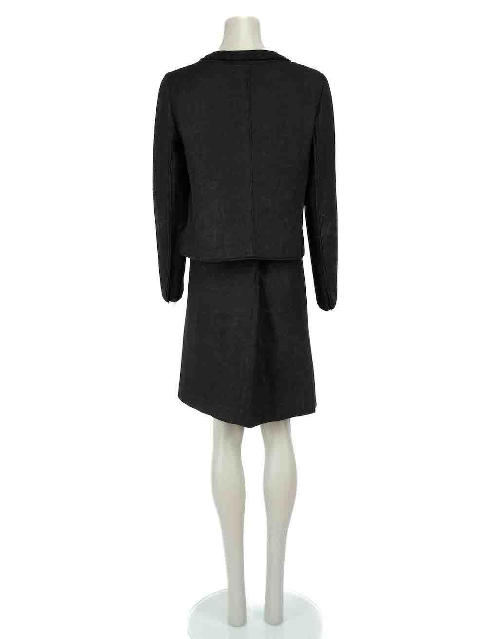 Prada Black Bow Detail Matching Jacket & Skirt Set Size L In Good Condition For Sale In London, GB