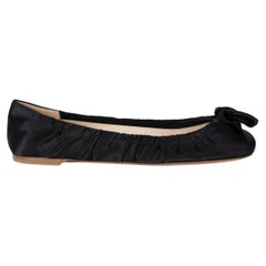PRADA noir BOW SATIN Ballet Flats Shoes 39