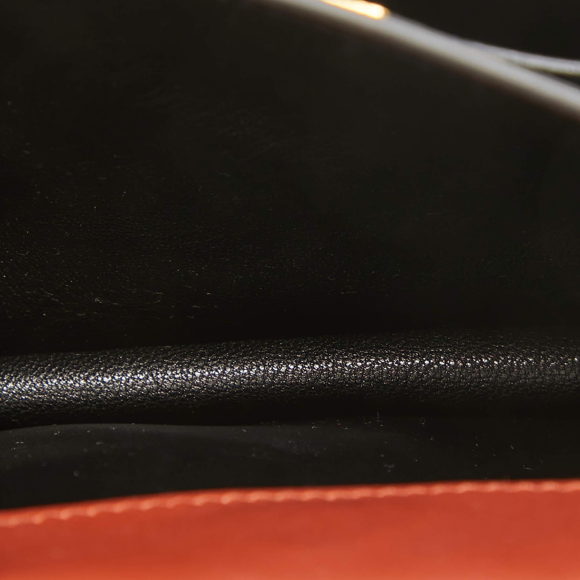 Prada Black/Brick Brown Leather Cahier Shoulder Bag For Sale 7