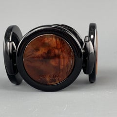 PRADA - Bracelet extensible en acétate de faux tort noir et brun