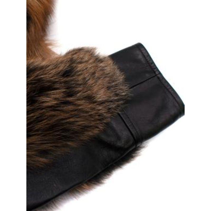 Prada Black and Brown Leather and Fox Fur Jacket For Sale at 1stDibs