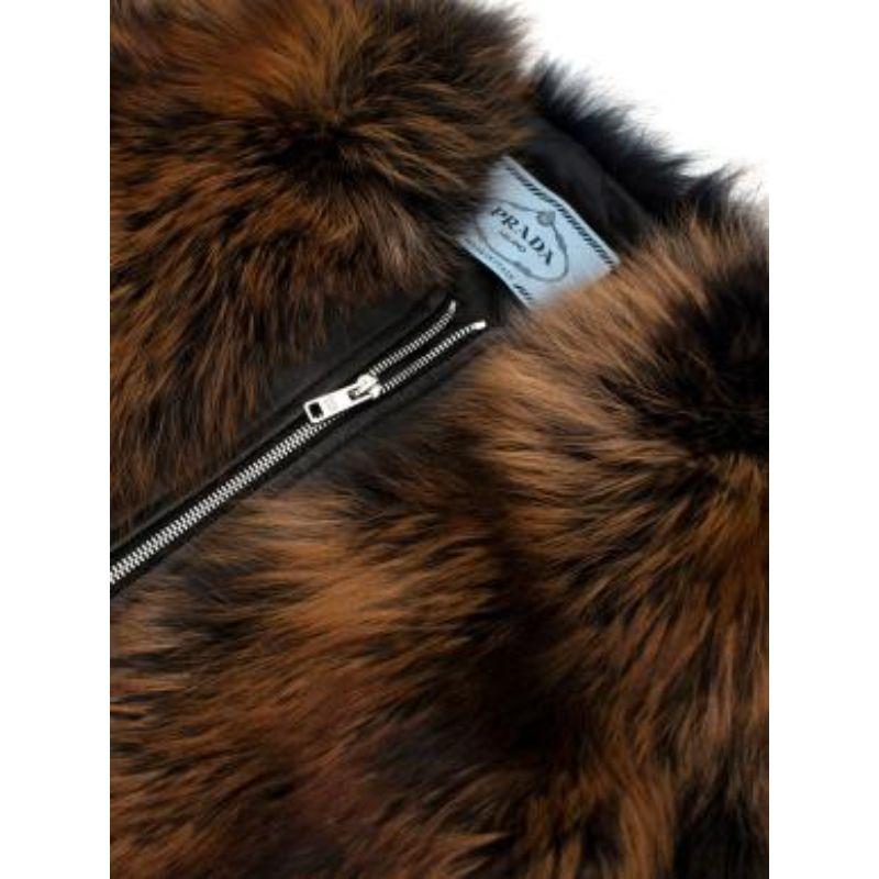 Women's Prada Black & Brown Leather & Fox Fur Jacket For Sale