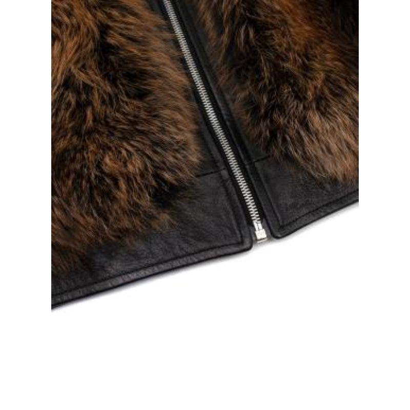 Prada Black & Brown Leather & Fox Fur Jacket For Sale 3